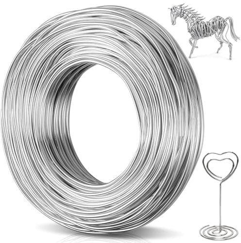Caianwin Alambre para manualidades de calibre 12, cables de aluminio flexibles de 2 mm, alambre de metal de 20 m, cables de armadura gruesa para esculpir, modelar, hacer flores, muñecas, bricolaje,
