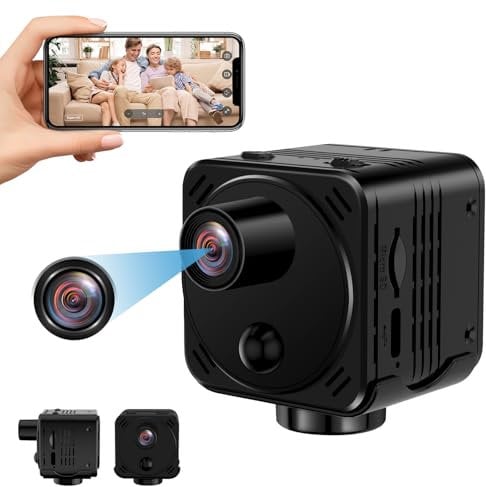 CYI Mini WLAN Kamera, Mini-Kamera Live übertragung Handy 4K, Kleine Kamara für Wohnung 15 Std, Mini Videokamera mit Nachtsicht, PIR und 120° Weitwinkel Geeignet für Büros, Wohnungen, Lagerhallen etc.