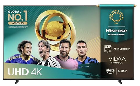 Hisense Smart TV 85 4K Ultra HD 2025 85E63QT, Smart TV VIDAA U8, Dolby Vision, HDR 10, Game Mode Plus, Alexa Built-in, VIDAA Voice, Tuner DVB-T2/S2 HEVC 10, lativù 4K, 85'', 2025 LED