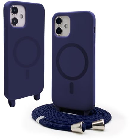 VAVAVOOMY Handykette Hülle für iPhone 11(6.1) mit Band Halsband Lanyard (abnehmbar) Handyhülle, Verstellbarer Lanyard.Magnetisch Stoßfest Silikonhülle Wireless Charging kompatibel .-Blau