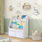 MALLBEST Hängendes Bücherregal für Kinder mit 2 Aufbewahrungsboxen & Spielzeug-Organizer | Natur Massivholz Baby-Bücherregal (WH)