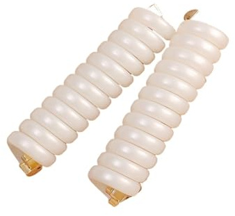 GHHZML Haargummi Telefonkabel 2 stücke Bogen Elastische Gummibänder for Frauen Mädchen Telefon Draht Haar Krawatten Schleife Spirale Spule Haarbänder Pferdeschwanz Halter Zubehör(Style B- White)