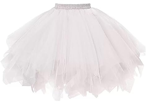 DTOHMOM Jupe tutu classique pour femme -Jupe de ballet en tulle - Jupon courteStyle années 50 - Élastique - Robe de danse - Robe de bal - Courte - Pour fête rétro (NSDQ-BAI)