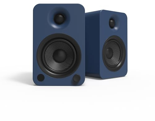 Kanto YU4 Powered Speakers with Bluetooth and Built-in Phono Preamp | 140W Peak Power | 1 Silk Dome Tweeter and 4 Kevlar Driver | Auto Standby and Startup | Remote Included | Pair | Matte Blue