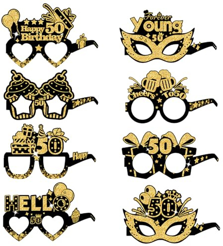Zhiaek 8 Stück Party Brille Geburtstag 50 Partybrille Deko Lustige Papier