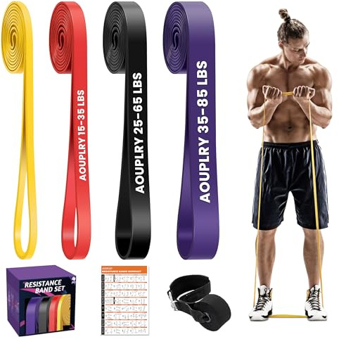 Aouplry Fitnessbänder – 4-Stufen Resistance Bands Set mit Türanker, Terrabänder für Klimmzüge, Krafttraining, Yoga & Stretching