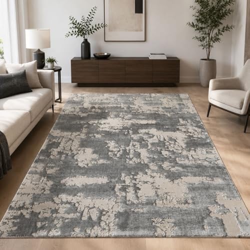 Carpetilla Designteppich Designer Teppich modern Vintage Wohnzimmer Grau-Grau Size:80x150