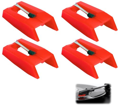 4 Agujas para Tocadiscos, aguja tocadiscos universal de repuesto, Agujas para tocadisco de vinilo, aguja de repuesto universal compatible giradiscos, Compatible con la mayoría de los tocadisco.