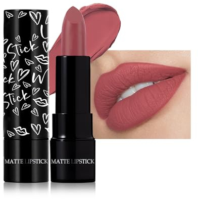 Rose Matte Lipstick,Waterproof Long Lasting Lip Tint Gloss,Makeup for Women | Silky Velvet Frosted Lipstick, High Pigmented Non-Stick Lip Stain Smooth Lipgloss,Thanksgiving Christmas Lip Makeup for Women