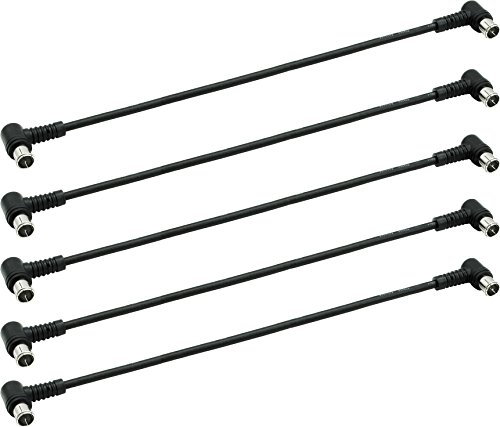 SKT SAK040 Set1 cavo coassiale di collegamento 40 cm Sat patch connettore F-angolo rapido triplo schermato classe A (5 pezzi) nero