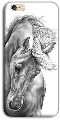 Mixroom - Cover Custodia Back case In TPU Silicone Morbido Per iPhone 7 / iPhone 8 Fantasia Cavallo Bianco E Nero M597