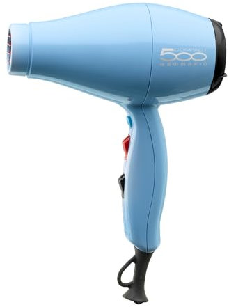 GAMMAPIU' Professioneller Haartrockner 500 Compact Light, Haarföhn, Leicht, Leise, Leistungsstark, 3 Geschwindigkeiten, Ionentechnologie, Silber Beschichteter Grill, W 1800-2000, Italienischer Stecker