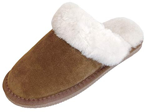 Arthur Cameron Deluxe Ladies Sheepskin Mule Style Slippers (7, Chestnut)