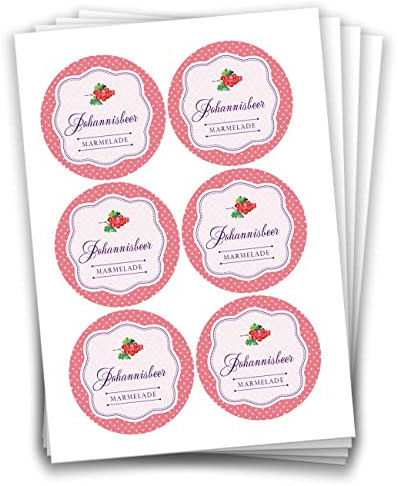 Papierdrachen 24 Marmeladen-Aufkleber | Selbstklebende Etiketten für selbst gemachte Johannisbeer-Marmelade Design 2-4 cm große Sticker für Eingekochtes - Homemade zum Selbst beschriften