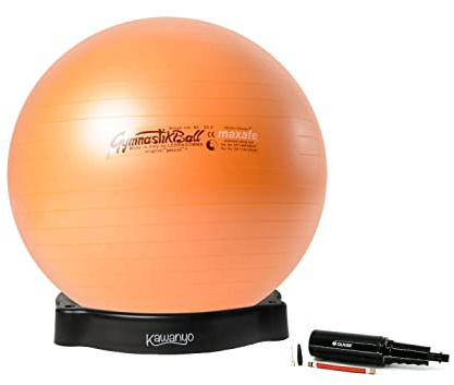 PEZZI Gymnastikball Maxafe mit Ballschale und Pumpe | Sitzball mit Burst-Proof-System, belastbar bis 400 kg, für Therapie, Sport und Büro