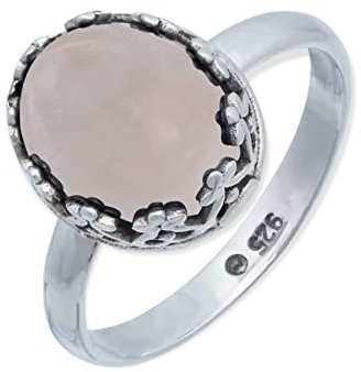 Anello da donna in argento 925 con quarzo rosa, pietra preziosa rosa, discretamente giocoso