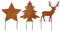 Posi 3er Set Stecker ROST Farben Stern Baum Hirsch Metallstecker Rostdeko Gartendeko Herbstdeko Metallbaum Metallhirsch Metallstern 14cm