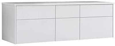 StoneArt Badmöbel Set Mineralguss Waschbecken Waschschale Aufsatzwaschbecken und Unterschrank Waschtisch Einzel- oder Doppelwaschbecken Venice VE-1610pro weiß 160cm