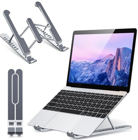 Babacom Soporte Portatil Mesa, Plegable Ventilado Soporte Ordenador Portátil, 8 Ángulos Ajustable Elevador Portatil Laptop Stand Compatible con MacBook PC 10-15.6”, ABS+Silicona