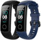 Yikamosi Compatible With Huawei Honor Band 4/Band 5,Soft Silicone Stainless Steel Clasp Tracker-Quick Replacement Bracelet Strap For Huawei Honor Band 4(CRS-B19)/Band 5(CRS-B19S)(Black+Drak blue)