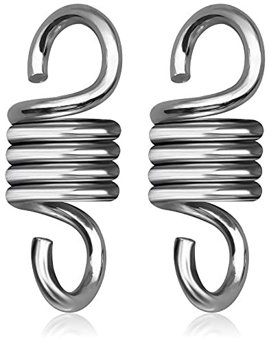 JTOOYS 2 Pieces Hammock Spring, Hardened Galvanized Steel Extension Spring for Hanging Hammock Chairs and Porch Swings Heavy Duty Spring Leisure Garden Swing Hammock (Load Capacity 500 kg/1102.3lb)