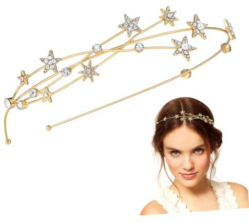 FOMIYES Stern Stirnband Strass Perle Hair Braut Haar Hoop Hochzeit Haar Zubeh?r für Frauen M?dchen Hochzeit Partei Goldene Haarreifen Damen Glitzer