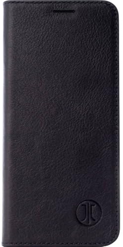 JT Berlin Echtleder Bookcase Tegel für Apple iPhone 13, Schwarz | Dünne Rindsleder Schutzhülle mit Kartenfächern, Magnetverschluss & Standfunktion. Edle Handyhülle mit Velour-Innenfutter.