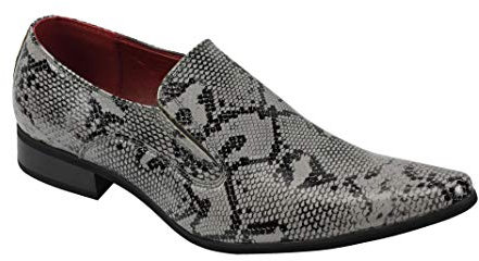 Herren Leder gefüttert Smart Slip auf Loafers Schuhe Schlangenhaut Print Glänzend Patent[A1966H-2,Grau,UK 8 EU 42]