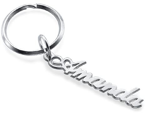 MYKA – Porte-clé Prénom Personnalisé en Argent – Personnalisé Bijoux Pour Elle - Cadeau De Noël, Fête des meres, Anniversaire (Argent .925)