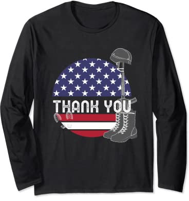 Memorial Day Shirt Flag Military Boots Dog Tags 4. Juli Langarmshirt