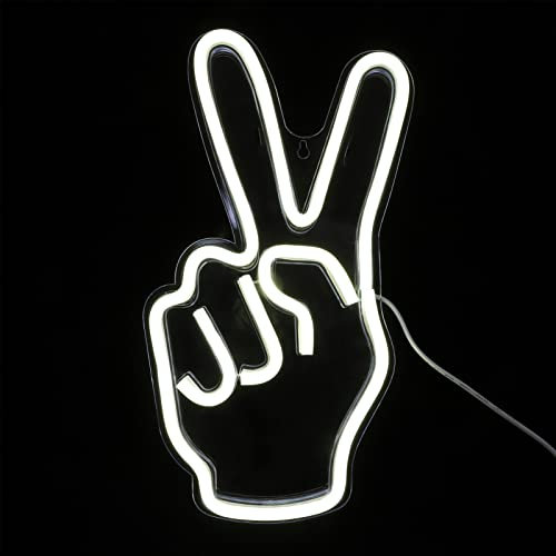 OSALADI 1stk Siegesgeste Licht Victory-peace-zeichen-neonlampe Neue Vibes Led-wand-vibes-licht Wandschilder Beleuchten Neonlicht Wanddekoration 3d An Der Wand Montiert Frieden Wie Weiß