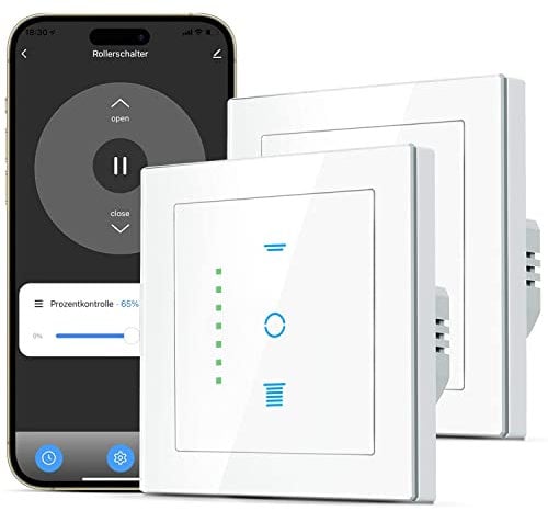 CURRYSMARTER Interruptor de persiana de wifi, Interruptor de persiana con LED controlable, temporizador inteligente para persianas, control de persiana compatible con Echo Alexa/Google, 2 piezas