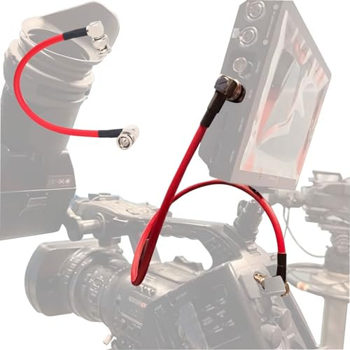 DF DIGITALFOTO BNC Koaxialkabel 12G HD-SDI 75Ω, BNC Stecker auf Stecker L-Form, Canare LV-61S Original Kabel für 4K Videokamera 0,5m Rot, AR12