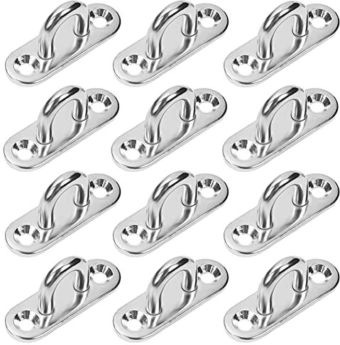 SAIJIAN 12 Pezzi M5 Piastra Oculare in Acciaio Inox 304 Placca Oculare Ganci Piastra Ancoraggio Gancio da Muro con Occhiello Piastra di Copertura Gancio Soffitto per Appendere Gancio Fisso