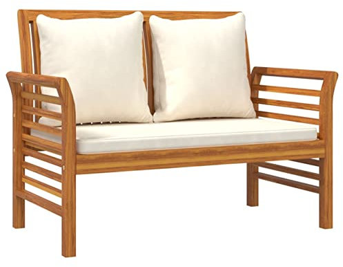 Yolola 2-Sitzer Bank Holzbank Gartenbank mit Kisse Sitzbank 120 cm Gartensofa 2-Sitzer–Balkonsofa- wetterfest