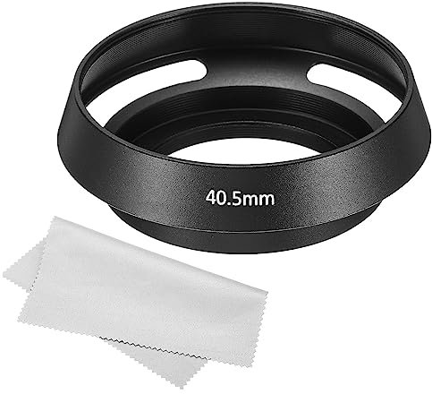 PATIKIL 40.5mm Lens Hood, Standard Vented Matte Surface Anti-reflective Inside Hood with Cleaning Cloth for Camera Lens, Black for Nikon, for Fujifilm, for Pentax, for Leica