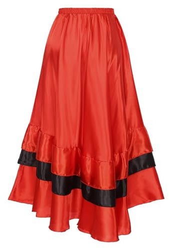 Mufeng Damen Flamenco Rock Lang Spanischer Tanzrock Gefaltet Latein Rock Modern Party Bühnenauftritt Tanzkleidung A Typ C 180 Grad Einheitsgröße