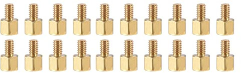 YOKIVE 20uds M2.5 Separación Tornillos, Latón Hexagonal PCB Separadores, Mantener Altura Consistente, Excelente para Base Placa (Dorado Tono, 5mm+4mm)