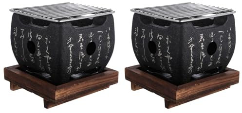 GANAZONO 2 Piezas Parrilla Comida Carbón Barbacoa Placa Mesa Estufa De Acero Barbacoa De Camping Barbacoa Japonesa Parrilla De Asado De Carbón Japonés Parrilla De Metal Parrilla De