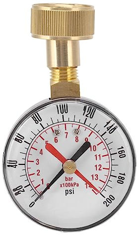 EVGATSAUTO Wasserdruckmessgerät 0-200 psi 3/4 Zoll Innengewinde Manometer Aluminiumlegierung Eisen