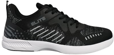 ELITE Men's Freedom USA Flag Athletic Lace Up Bowling Shoes with Universal Sliding Soles for Right or Left Handed Bowlers (Black/Grey, US Footwear Size System, Adult, Men, Numeric, Medium, 10)