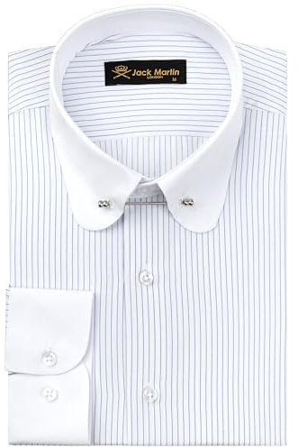 Jack Martin London Chemise à col Club pour Hommes avec épingle | Chemises Formelles et décontractées à Manches Longues | Chemises de cérémonie dans Un Style rétro