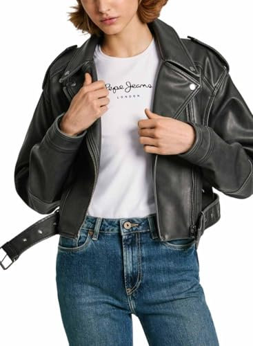 Pepe Jeans Amalia Chaqueta de Motociclista, Black (Black), XL para Mujer