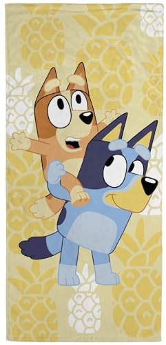 Jay Franco Bluey & Bingo Kids Bath Pool Beach Towel - Super Soft & Absorbent 100% Cotton Towel, Measures 28 x 58