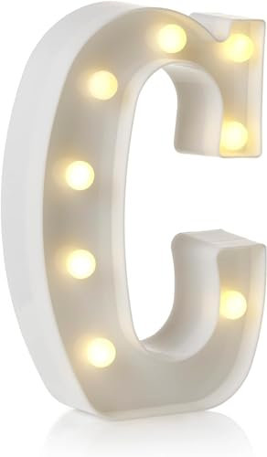 anso LED Alphabet Letter & Number Light Sign Decorations Lamp for Home Birthday Party Event Night Lights 22cm (C)