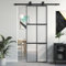 Hovothy Puerta Interior Vidrio Templado y Aluminio Negro,Mate y Transparente 76x205 cm Diseño Delgado Puerta Corredera Casa Estructura de Metal Robusto Puerta de Granero Seguro Fácil Limpieza