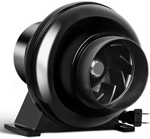 iPower 10cm Inline Duct Fan 195 CFM HVAC Exhaust Fan Air Circulation Ventilation for Hydroponic Grow Tents/Basements/Kitchen Vent, New