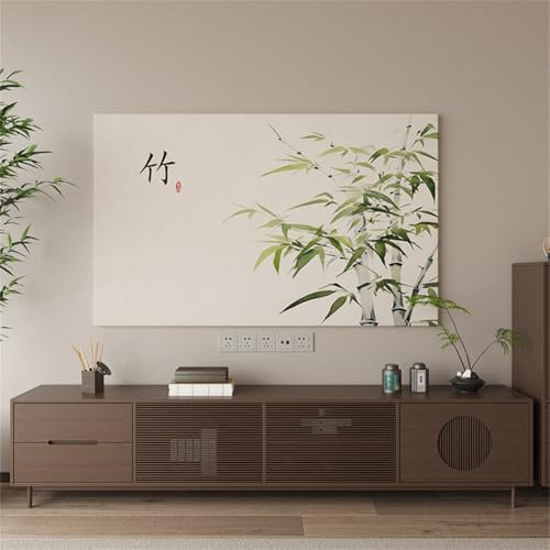 Hiseng Cubierta Antipolvo para TV, Cubierta Antipolvo Universal para Televisor Elástico Pantalla de Funda Impreso a Prueba de Polvo para 42 a 100 Pulgadas (65 Pulgadas,bambú Verde)