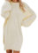 Pullover Damen Oversize Longpullover - Herbst Winter Pulloverkleid Lang Lose Strickkleid Damen Lässig Modische Wollkleid Knielang Dresses Langarm Warme Pullis Rundhals Elegante Winterkleid