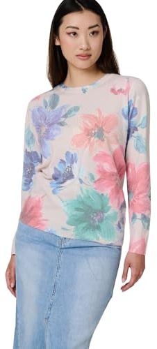 Izabel London Floral Diamante Detail Long Sleeve Jumper Made from a Cotton Blend for Women UK with a Round Neck.